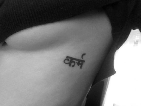 Karma Sanskrit Tattoo, Karma Sanskrit, Karma Pictures, Tattoo Karma, Faith Tattoo On Wrist, Karma Tattoo, Dragon Tattoo Back Piece, Sanskrit Tattoo, Roman Numeral Tattoos