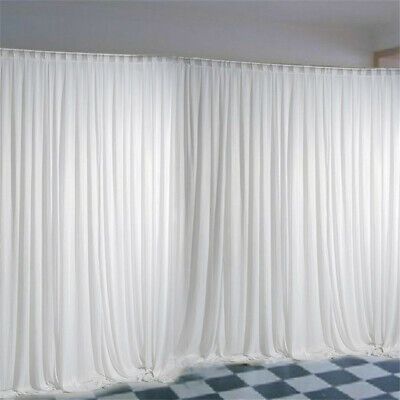 Premium Quality 10ft Silk White Backdrop Drapes Curtain Wedding Ceremony Party Home Window Decor, Home Decor Simple Wedding Photobooth Backdrop, Tablecloth Curtains Party, Draping Fabric Over Mirror, Fabric Wedding Ceremony Backdrop, Ball Ideas, Curtain Backdrops, White Drapes, Background Diy, Venue Decorations