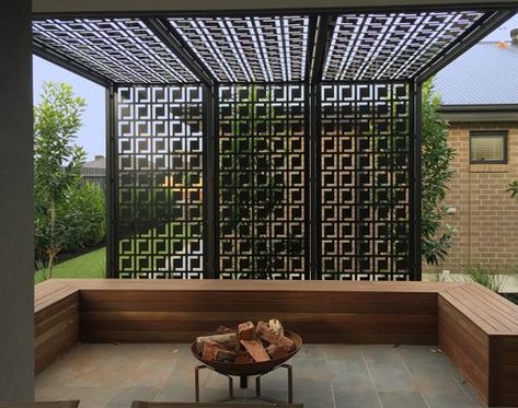 MD24 Decorative Screen | Moodie Outdoor Products Pergola Metal, Small Pergola, Pergola Diy, Cheap Pergola, Restaurant Patio, Pergola Lighting, Modern Pergola, Pergola Attached To House, Pergola Design