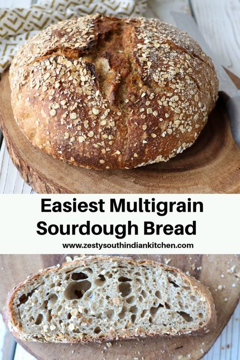 If you are looking for the easiest multigrain sourdough bread, then this multigrain sourdough bread can be a delightful endeavor. Here's a simple recipe that combines the tangy flavor of sourdough with the wholesome goodness of multigrains like spelt, rye and whole wheat. Multigrain Sourdough Sandwich Bread, Whole Wheat Multigrain Bread Recipe, Sourdough Multigrain Bread, Multi Grain Sourdough Bread Recipe, Fresh Milled Sourdough Bread, Whole Grain Sourdough Bread Recipe, Multigrain Sourdough Bread Recipe, Sourdough Rye Bread Recipe, Wheat Sourdough Bread Recipe