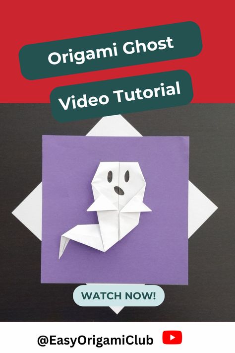 In this video tutorial, you will learn how to make your own paper ghost with origami paper folding. This is a perfect craft for Halloween. Origami Ghost, Paper Ghost, Origami Halloween, Ghost Tutorial, Craft For Halloween, Halloween Origami, Make Your Own Paper, Origami Tutorial Easy, Beautiful Origami