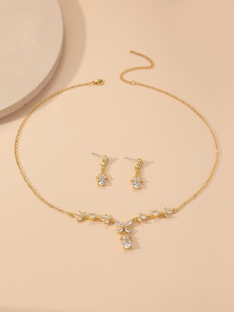 Yellow Gold  Collar     Embellished   Fashion Jewelry Formal Jewellery Gold, Formal Gold Jewelry Set, Yellow Prom Accessories, Bridesmaid Accessories Jewelry Gold, Gold Prom Jewelry Set, Gold Prom Jewelry Necklace, Grad Jewelry Gold, Prom Jewlrey Looks Gold, Prom Jewelry Ideas Gold