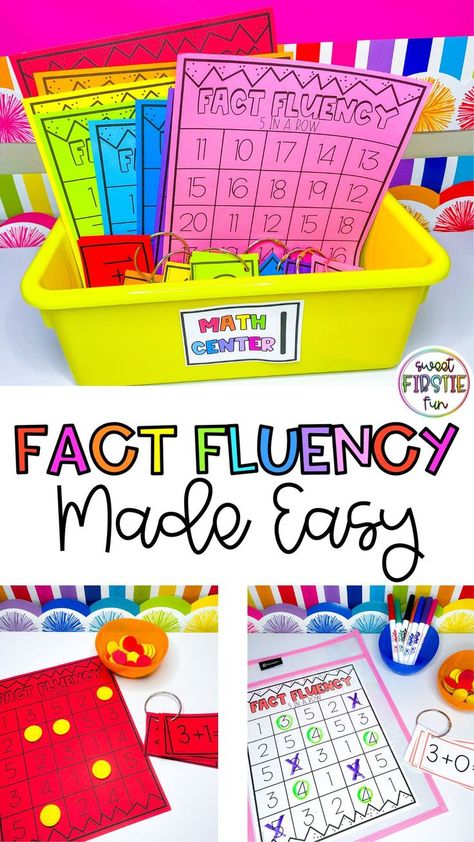 Math Fluency Kindergarten, Addition Fluency First Grade, Addition Math Centers First Grade, Low Prep Math Centers First Grade, Math Facts Practice First Grade, 1st Grade Math Fluency Practice, 2nd Grade Math Facts Practice, Addition Centers First Grade, No Prep Math Centers First Grade