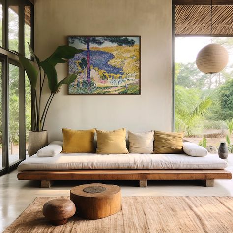 Earthy Red Living Room, Modern Interior With Color, Santorini Living Room Design, Desert Modern Entryway, Art Deco Tropical Interior, Green Japandi Living Room, Luxury Tropical Interior, Tulum Inspired Living Room, Balinese Interior Design