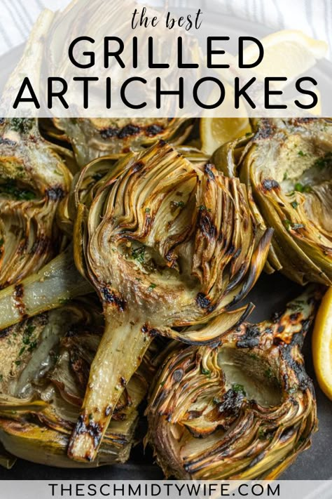 Fresh artichokes are a delicious vegetable that many enjoy but are too intimidated to try at home, fear no more. This post walks you through how to prepare Grilled Artichokes from how to prepare each artichoke to cooking and finishing. How To Cook Artichoke, Vegetarian Grilling, Grilled Artichoke, Healthy Appetizer, Artichoke Recipes, Grilled Veggies, Delicious Vegetables, Great Appetizers, Grilled Vegetables