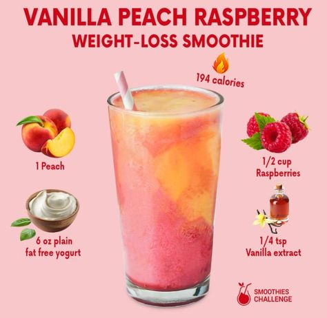 Raspberry Peach Smoothie, Glow Drink, Fun Drink Recipe, Peach Raspberry, Peach Smoothie, Fruit Smoothie Recipes Healthy, Easy Healthy Smoothies, Smoothie Recipes Healthy Breakfast, Smoothie Healthy