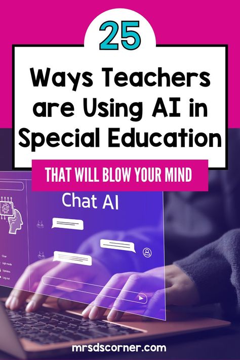 AI can be an amazing resource for teachers if it’s used correctly. And more and more teachers are using AI to save time and energy in the classroom. If you are looking for ways to use AI, ChatGPT or MagicSchool to help you save time in the special education classroom, here are 25 genius ways to use AI as a special education teacher including for assessments, lesson planning, behavior intervention, IEP goal writing, professional development and more. Learn how to use AI the right way here. Special Education Tips & Tricks, Special Education Organization, Early Childhood Education Resources, High School Special Education, Early Childhood Special Education, Teacher Projects, Education Tips, Special Ed Teacher, Core Vocabulary