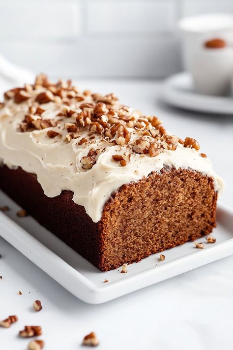 Gingerbread Loaf with Cream Cheese Frosting - Insanely Good Carrot Loaf Cake, Carrot Loaf, Brown Butter Cream Cheese, Banana Coffee Cakes, Butter Cream Cheese Frosting, Apple Spice Cake, Spiced Carrots, Coffee Cake Muffins, Spring Cake