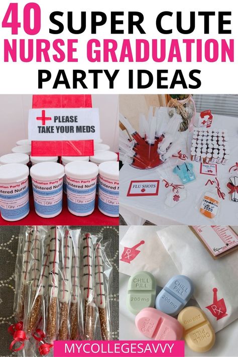 Looking for the best nurse graduation party ideas? In this article, we will share decorations, party food, invitations, and party favors to make the celebration unforgettable. Nurse Party Centerpieces, Nurse Party Food, Nurse Graduation Party Food, Nurse Graduation Party Ideas, Graduating Nursing School, Graduation Party Snacks, Pharmacy School Graduation Party, Medical Themed Parties, Nurse Grad Parties