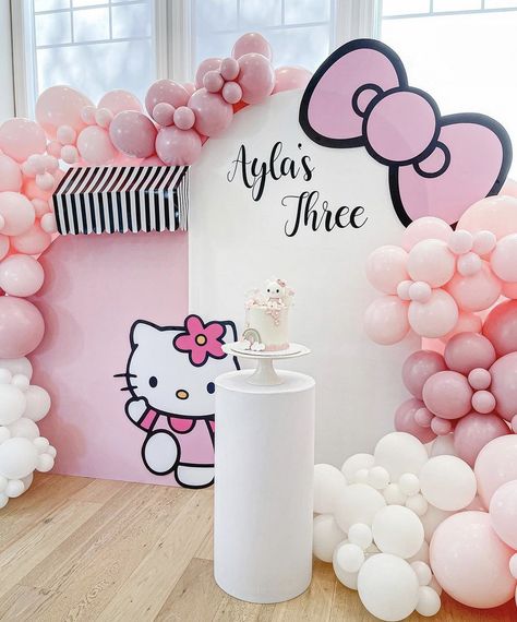 Hello Kitty Backdrop, Kitty Birthday Decorations, Baby Girl Birthday Party Ideas, Hello Kitty Birthday Decorations, Sanrio Birthday Party, Kitty Birthday Theme, Kitty Birthday Party Ideas, Hello Kitty Birthday Party Ideas, Sanrio Birthday