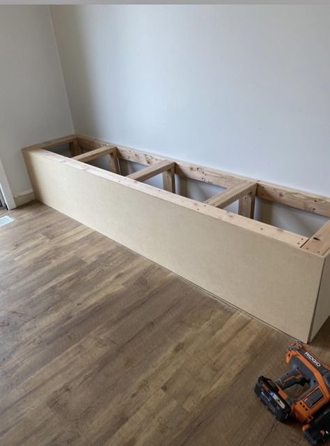 Built-In Bench with Storage - How to Build One Dining Bench With Storage, Diy Breakfast Nook, Diy Bench Seat, Mudroom Bench Ideas, Banquette Seating In Kitchen, Wall Bench, Mudroom Storage Bench, Mudroom Bench Seat, Mudroom Bench Cushion