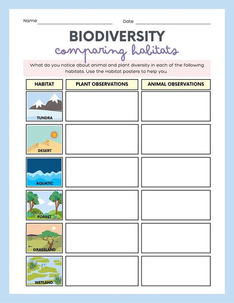 Comparing Habitats Worksheet Cell Worksheets, Worksheets For High School, Biology Cell, Cells Worksheet, Biology Worksheet, Cell Biology, Science Worksheets, Educational Worksheets, Worksheet Template