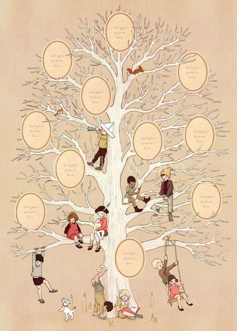 Family Tree Illustration, Family Tree Drawing, Family Tree Painting, Family Tree Poster, Family Tree Print, Family Tree Art, Belle And Boo, Family Tree Chart, Tree Poster