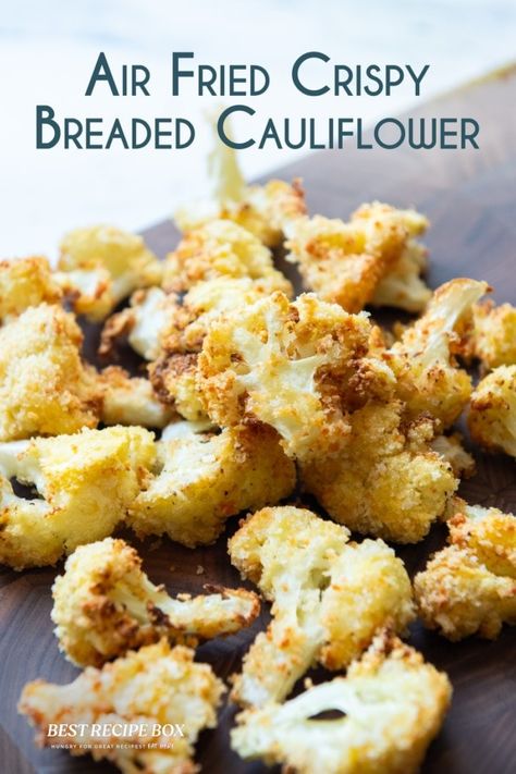 Air Fryer Crispy Cauliflower Bites Recipe Breaded | Best Recipe Bo Air Fried Cauliflower Bites, Breaded Cauliflower Air Fryer, Air Fryer Cauliflower Bites, Air Fried Cauliflower, Crispy Cauliflower Bites, Breaded Cauliflower, Healthy Skillet Meals, Air Fryer Cauliflower, Cauliflower Side Dish