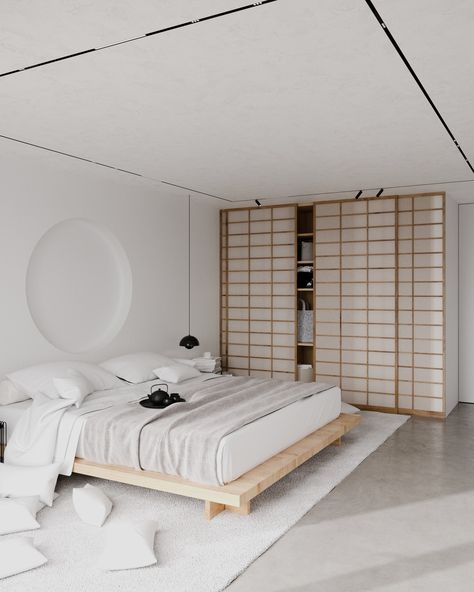 Japanese Style Wardrobe, Japan Bedroom, Luxury Wardrobe Design, Bedroom Japanese Style, Japanese Minimalist Bedroom, Japanese Home Interior, Japanese Inspired Bedroom, Wardrobe Design Ideas, Japanese Style Bed