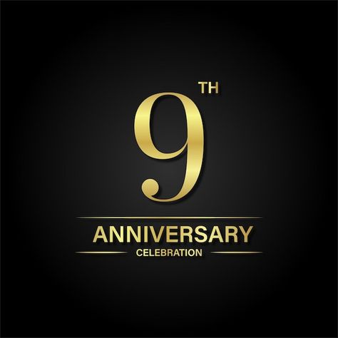 9th Anniversary, Anniversary Celebration, Black Background, Premium Vector, Black Backgrounds, Graphic Resources, Gold Color, Photo And Video, Celebrities