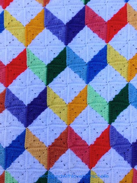 Crochet between worlds: PATTERN: Tumbling Blocks Baby Afghan Crochet Quilt Pattern, Baby Afghan Patterns, Tumbling Blocks, Crochet Afghan Patterns Free, Crochet Blanket Afghan, Baby Afghan, Baby Afghan Crochet, Crochet Quilt, Baby Afghans