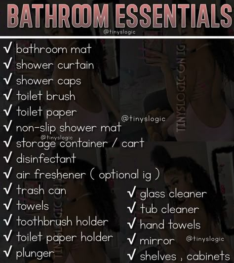 Bathroom Things List, Alt Apartment, First Apartment Bathroom, Apartment Moving Checklist, Hypebeast Apartment, Apartment Finds, Household Necessities, First Apartment Tips, Teen Room Designs