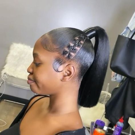 Pondo Hairstyle With Gel 2024, Latest Packing Gel Hairstyle In Nigeria, Pony Hairstyles For Black Women, Phondos Hairstyle For Black Women, Pondo Hairstyle With Gel, Styling Gel Hairstyles For Black Hair, Parking Gel Hair Styles For Ladies, Short Ponytail Hairstyles Black Women, Packing Gel Hairstyle