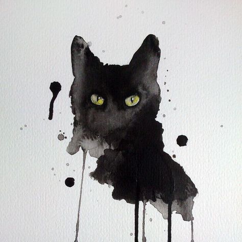 17 Best ideas about Watercolor Cat on Pinterest | Black cat art ... Cat Watercolor, A Black Cat, A Black, Black Cat, Paint, Yellow, Wall, Animals, White