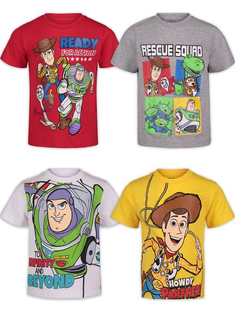 PRICES MAY VARY. 100% Cotton Pull On closure Machine Wash Officially licensed Disney Pixar Toy Story little boys short sleeve graphic tee shirt Featuring Sheriff Woody Space Ranger Buzz Lightyear Brightly colored assortment of shirts including red, yellow, white and grey Short sleeve tee; Rib knit crew-neck collar Perfect for birthday gift, every day wear, Christmas holiday gift, warm summer days and outdoor play Does your child prefer Woody or Buzz? Now they won’t need to make that choice when Jewelry Boys, Slinky Dog, Toddler Boy Toys, Sheriff Woody, Toy Story Woody, Mickey Mouse Shorts, Toy Story Buzz Lightyear, Woody And Buzz, Disney Toddler