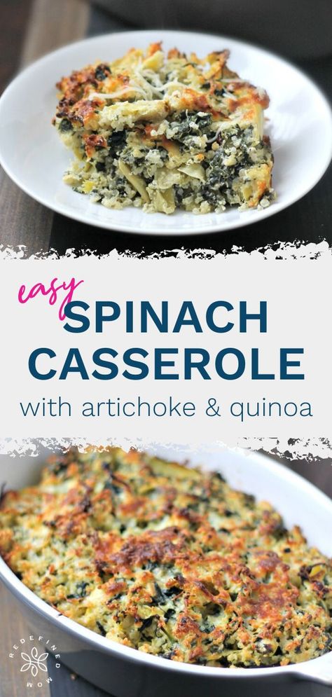 Soup With Greek Yogurt, Artichoke Quinoa, Soup Spinach, Spinach Casserole Recipes, Spinach Recipes Healthy, Quinoa Recipes Easy, Quinoa Casserole, Spinach Casserole, Healthy Casseroles