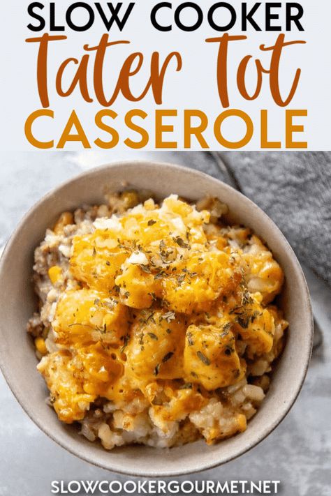 Tater Tot Casserole Crock Pot, Beef Tater Tot Casserole, Slow Cooker Ground Beef, Crock Pot Food, Slow Cooker Freezer Meals, Canned Soup, Slow Cooker Recipes Beef, Crockpot Casserole, Tot Casserole