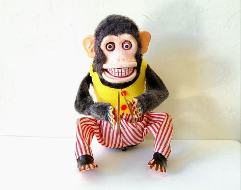 1950s Jolly Chimp mechanical vintage toy, cymbal clapping monkey toy. Cymbal Monkey, Clapping Monkey, Monkey With Cymbals, Jolly Chimp, Monkey Toy, Adidas Shoes Women, Cymbals, Shoes Women, Vintage Toys