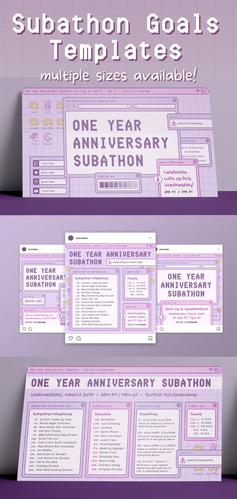 Purple Retro Lofi Twitch Subathon Social Media Package | Subathon Goals Ideas - Cute Pastel Purple Aesthetic, Cozy Lofi Windows, Kawaii Twitch Subathon Goal Ideas, Promo Package, Pastel Purple Aesthetic, Aesthetic Lavender, Youtube Stream, Goals Ideas, Lofi Aesthetic, Social Media Packages, Twitch Streaming