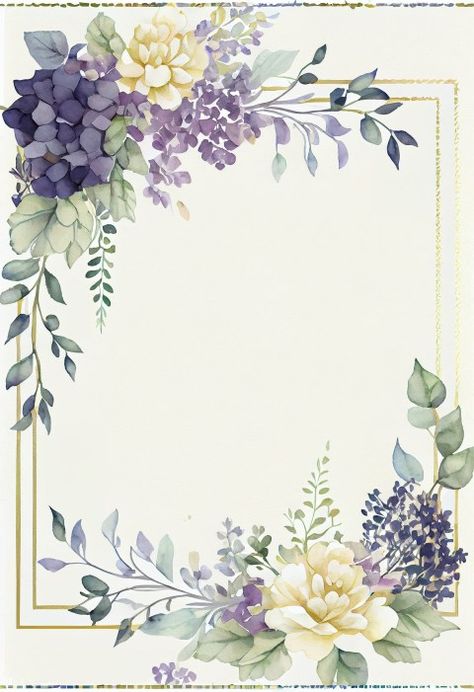 Watercolor Flower Frame Design Floral Border Design For Project, Flower Borders Design, Frame Design Border, Border Flower Design, Flower Frame Design, Flower Border Design, Watercolor Flower Frame, Craft Paper Flowers, Flora Frame