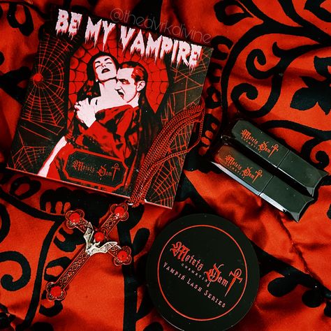 Vampire Cosmetics, Gothic Makeup Brands, Gothic Eyeshadow Palette, Goth Makeup Products, Blood Makeup, Vampy Lipstick, Vampy Lips, Vampire Makeup, Red Eyeshadow