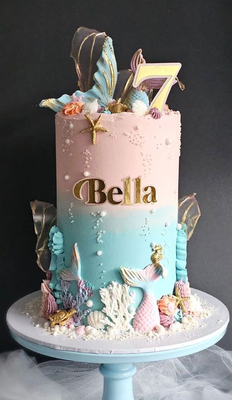 Cake Ideas For Girls Birthday, Cricket Birthday Cake, 50 Birthday Cake, Unicorn Birthday Party Cake, 9th Birthday Cake, 7th Birthday Cakes, 8th Birthday Cake, Mermaid Birthday Party Decorations, Mermaid Birthday Cakes