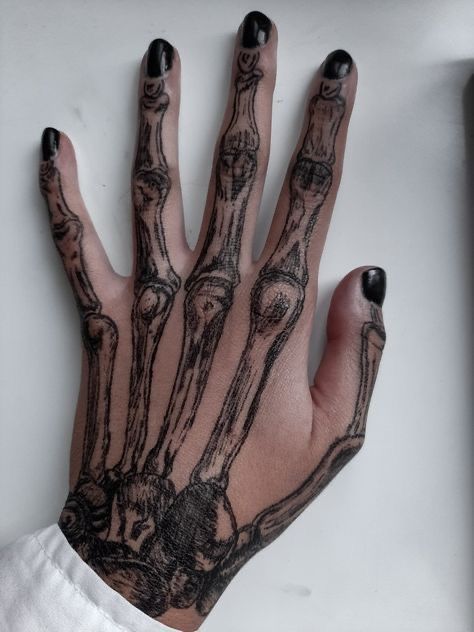 Skeleton Hand Tattoos On Hand, Goth Hand Tattoos, Hand Tattoos Skeleton, Hand Tattoo Drawing, Hand Skeleton Tattoo, Tattoo Skeleton Hand, Skeleton Tattoo Hand, Skeleton Hand Art, Skeleton Hand Drawing