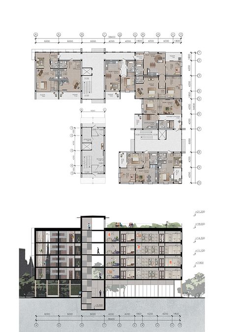 Condominium Floor Plan, Commercial Building Plans, Residential Building Plan, Condominium Architecture, Residential Architecture Apartment, Architecture Design Presentation, Building Design Plan, Building Layout, Revit Architecture