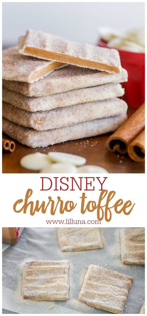 Churro Toffee Recipe, Churro Toffee, Toffee Squares, Soft Toffee, Easy Toffee, Toffee Recipe, Homemade Candies, Happiest Place On Earth, How Sweet Eats