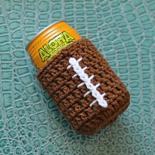 PURCHASED pattern - CROCHET - Ravelry: Game Day Football Can Cozy pattern by Divina Rocco Crochet Football Pattern, Crochet Coaster Set, Crochet Beer, Crochet Cup Coaster, Crochet Football, Coaster Patterns, Can Cozy, Crochet Mug Cozy, Crochet Coffee Cozy