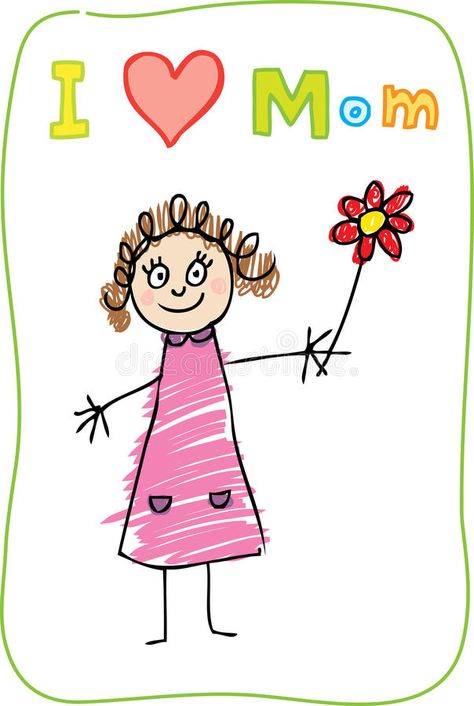 Kids Drawing. The Mother's Day. I love Mom. The Mother's Day. Kids Drawing with , #Sponsored, #Mother, #Drawing, #Kids, #Day, #words #ad Happy Mother's Day Card By Kids, Mothers Day Cards Kindergarten, Mom Day Drawing, Mother’s Day Drawing, About Mother Love, Drawing With Words, Happy Mothers Day Illustration, Mama Drawing, Clinic Photoshoot