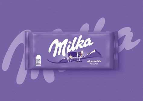 Milka Chocolate on Packaging of the World - Creative Package Design Gallery Purple Packaging Design, Milka Aesthetic, Milka Choco, Chocolate Template, Purple Packaging, Food Photography Cake, Milka Chocolate, Packaging Snack, Purple Chocolate