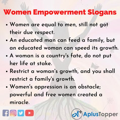 Slogans on women Empowerment Slogans On Women Empowerment, Women Empowerment Slogan, Article On Women Empowerment, Confidence Quotes For Women, Women Growth, Cover Page For Project, Happy Womens, Women Slogan, Quotes For Women