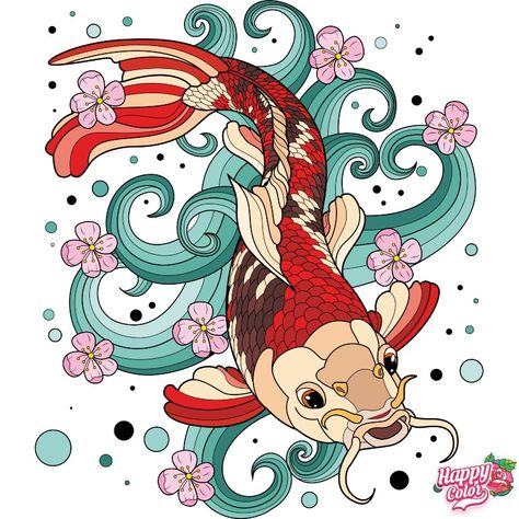 Old School Tattoo Designs, Cartoon Girl Drawing, Coloring Apps, Fish Painting, Painting Art Projects, Fish Art, Kawaii Art, Happy Colors, Koi Fish