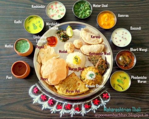 Maharashtrian cuisine is the cuisine of the Marathi people from the Indian state of Maharashtra. We Maharashtrians are big time foodie... Maharastrian Thali Veg, Marathi Food Recipes, Maharashtrian Food Photography, Maharashtrian Thali Veg, Indian Thali Recipe, Maharashtrian Recipes Vegetarian, Maharashtrian Food Recipes, Maharashtra Recipes, Food Of Maharashtra