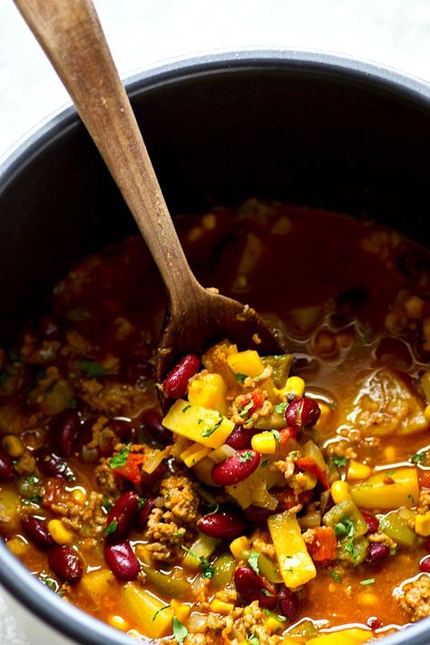 Chili With Pineapple Recipe, Unique Chilli Recipes, Pineapple Chili Recipe, Spicy Beef Chili Recipe, Unique Chili Recipe, Sweet And Spicy Beef, Clean Soups, Unique Chili, Pineapple Chili