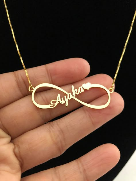 Middle Eastern Gold, Necklace Name Design, Middle Eastern Jewelry, Customized Necklace, Name Necklace Silver, Gold Jewelry Gift, Gold Jewelry Simple Necklace, Gold Chain Design, Infinity Heart