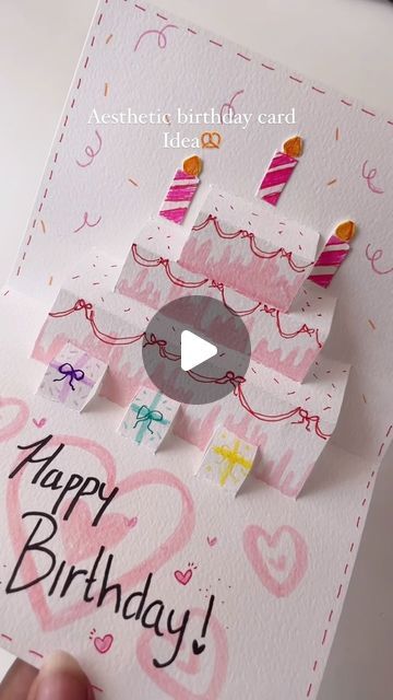 Diy Paper Crafts For Friends, Art And Craft Greeting Cards Ideas, Diy Birthday Greeting Cards, Mini Birthday Cards, Birthday Card Decoration Ideas, Paper Gifts For Friends, Diy Mom Birthday Gift, Bday Card Ideas For Best Friend, Handmade Gift Ideas For Best Friend Diy