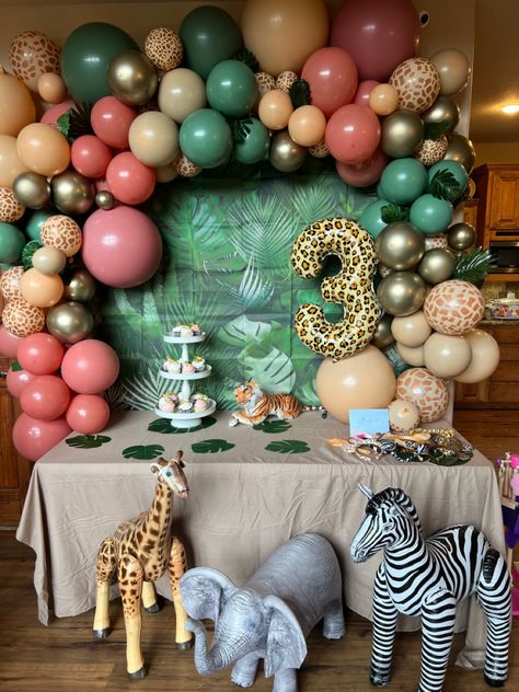 Wild And Three Animal Party, 3rd Birthday Safari Theme, You G Wild And Three Birthday, Wild 3 Birthday Party Girl, One Wild And Three Birthday, Wild And 3 Birthday Party Girl, Girly Safari Birthday Party, Young Wild And Three Safari Birthday, Three Year Old Girl Birthday Theme