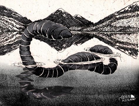 Wally, the Wallowa Lake Monster. Possibly a giant ice worm Lake Monster, Lake Monsters, Magazine Collage, Urban Legends, Southern Belle, Creature Design, The Land, Mythical Creatures, Fantasy Creatures