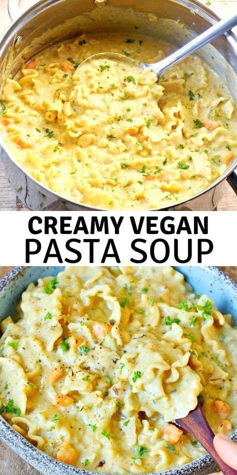 Soup Recipe Vegan, Pasta Soup Recipes, Vegan Pasta Recipes, Vegan Soup Recipes, Pasta Soup, Vegan Soups, Vegan Comfort Food, Cream Soup, Creamy Pasta