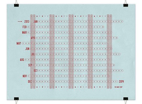 Linear Calendar, Letterpress Calendar, 2013 Calendar, 달력 디자인, Future Office, Calendar Layout, Year Calendar, Print Calendar, Calendar Design