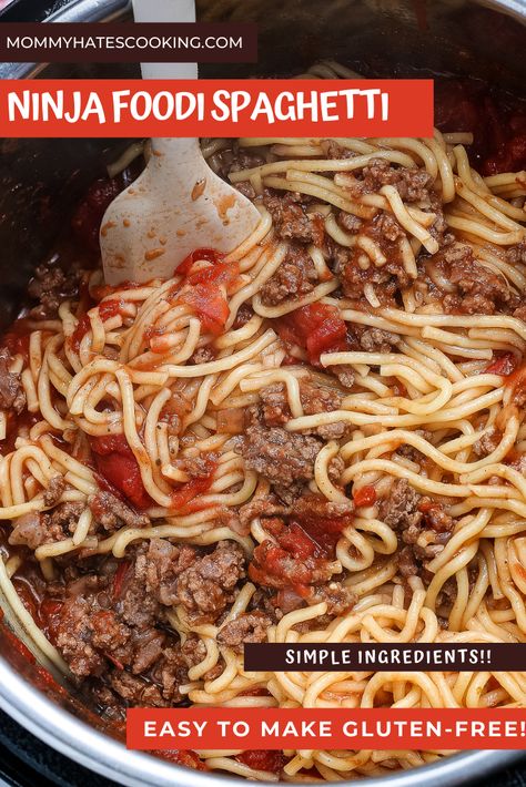 Ninja Foodie Spaghetti, Ninja Foodi Spaghetti Recipe, Ninja Spaghetti, Ninja Foodi One Pot Meals, Ninja Foodi Spaghetti, Pressure Cooker Spaghetti, Ninja Grill, Ninja Cooking System Recipes, Spaghetti Ingredients