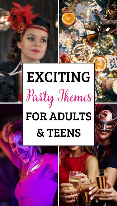 Looking for exciting party themes for adults and teens? Whether you're planning a birthday party, bachelorette party, or even a holiday celebration, we've got you covered! Explore creative ideas for themed parties that will make your event unforgettable. From costume parties and murder mystery dinners to glow-in-the-dark and decade-themed celebrations, these ideas are perfect for any occasion. Get inspired to host the ultimate birthday bash, graduation party, or summer soirée with unique decorations, fun activities, and more. Your next celebration starts here! Pretty Woman Themed Party, Women’s Party Themes, Rager Party Themes, Themed Ladies Night Party Ideas, Banquet Themes Ideas, Themed Party Ideas For College, Best Theme Party Ideas For Adults, Fun Themes For Parties, House Party Theme Ideas